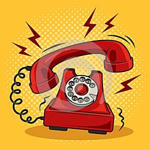 Red phone hot from calls pinup pop art vector