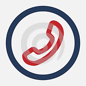 Red phone tube icon. Call me the answer icon