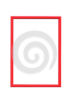 Red photo frame on white background. Simple blank template