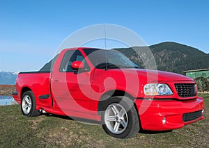 Red Pick up truck