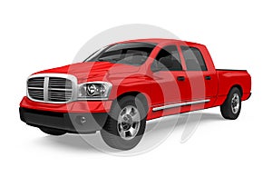 Red Pickup Truck Isolated