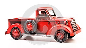 Red pickup truck. Old vintage metal pickup truck. Retro car