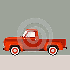 Red pickup, vector illustration , flat style photo