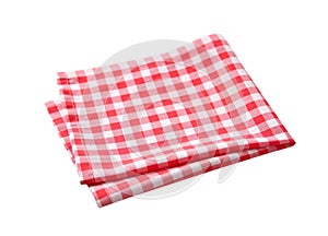 Red picnic cloth isolated,checkered towel