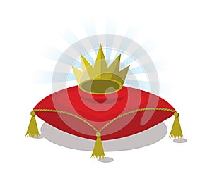 Red pillow with golden crown