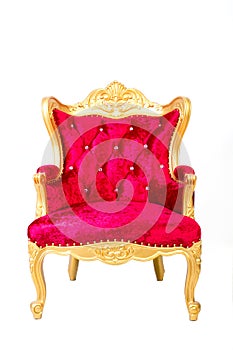 Red pillow heart shaped on chair