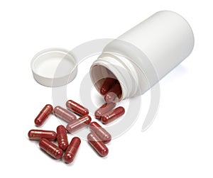 Red pills bottle medicine
