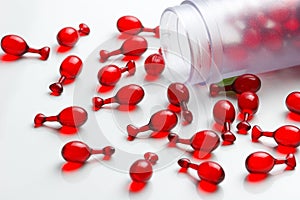 Red pills with container