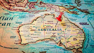 Red pin on Australia map