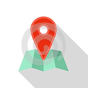 Red pin map icon, flat style photo
