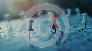 The red pin on calendar.AI generated image