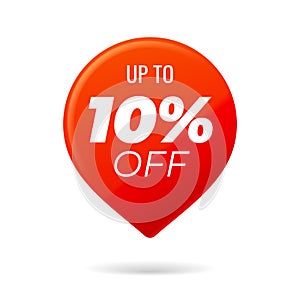 Red Pin on white background, up to 10 percent off