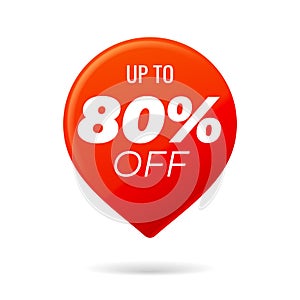 Red Pin on white background, up to 80 percent off