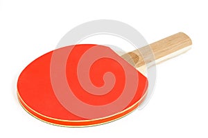 Red Ping Pong Paddle on White Background