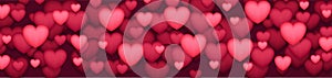 Red and pink 3d hearts abstract background