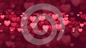 Red and pink 3d hearts abstract motion background