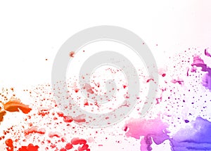 Red, pink and blue watercolor paint background, lettering scrapbook sketch.