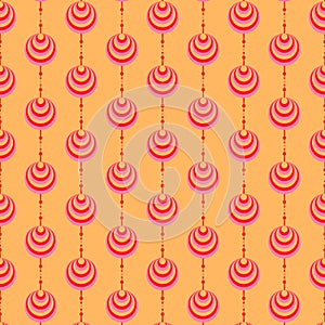 Red and pink circles on orange color background