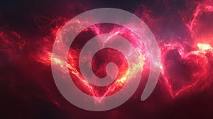 Red And Pink Cosmic Heart Nebula Space Background