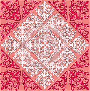 Red and pink curled symmetrical background