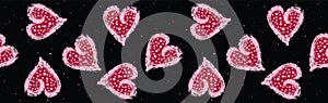 Red pink dotty love hearts with 1950s style polka dots