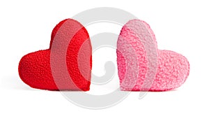 Red and pink fleece hearts set photo