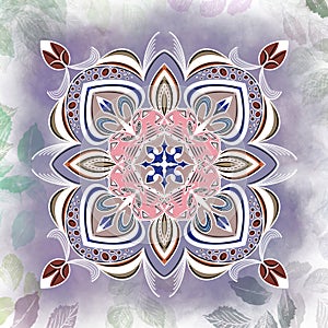 Red and pink flower mandala illustration for your designs.