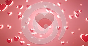 Red and pink heart. valentine\'s day abstract background with hearts,3d render.