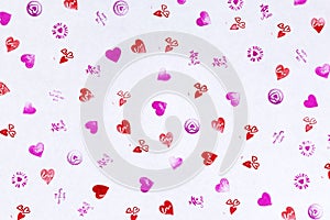 Red and pink hearts background pattern for Valetine`s Day