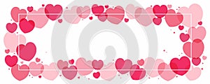 Red, pink hearts Valentines day frame, background