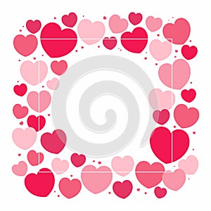 Red, pink hearts Valentines day frame, background