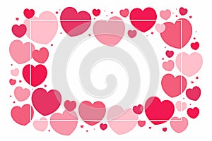 Red, pink hearts Valentines day frame, background