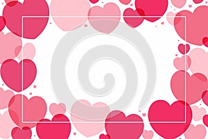 Red, pink hearts Valentines day frame, background