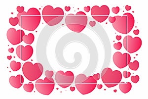 Red, pink hearts Valentines day frame, background