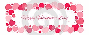 Red, pink hearts Valentines day frame, background