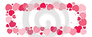 Red, pink hearts Valentines day frame, border, element