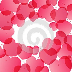 Red, pink hearts Valentines day frame, border, element