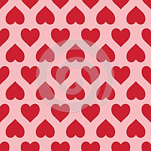 Red on pink love heart pattern seamless repeat background
