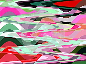 Red pink phosphorescent waves geometries shapes texture, abstract background