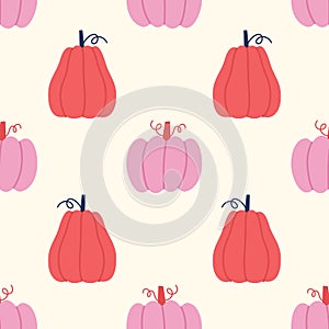 Red and pink pumpkins seamless pattern.