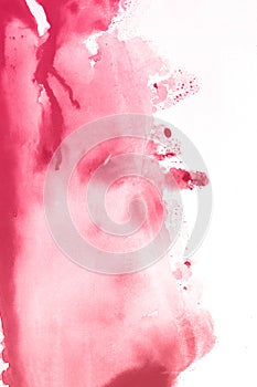 Red and pink watercolor paint background, lettering scrapbook sketch. and pink
