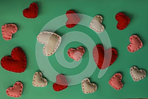 Red pink white hearts background