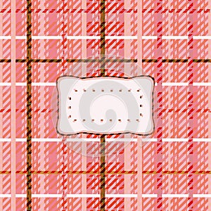 Red pink white tartan affixed by clear sticker photo