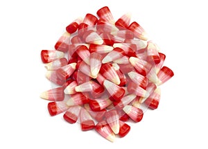 Red Pink and White Valentines Day Candy Corn on a White Background