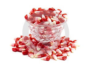 Red Pink and White Valentines Day Candy Corn on a White Background