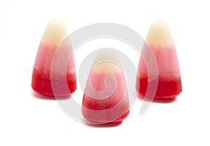 Red Pink and White Valentines Day Candy Corn on a White Background