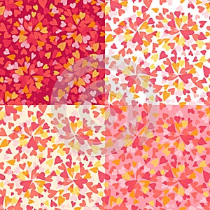 Red pink and yellow heart seamless pattern background