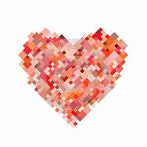 Red pixel heart on white background