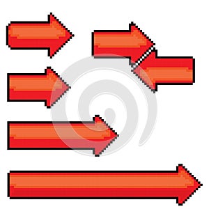 Red pixel style arrow sign or button for web