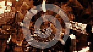 Red pixelated pattern with spinning gears. Motion. Working mechanism, industrial background.